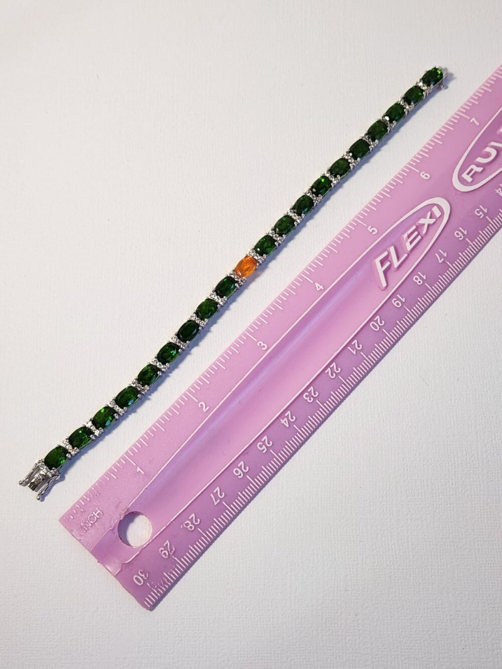 VTG 925 Chrome Diopside & Madiera Citrine & White Zircon 7" Bracelet Irish Theme - Picture 9 of 13